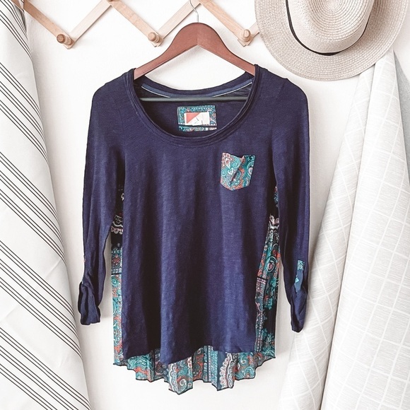 Anthropologie Paper Locket Paisley Accordion Tee - Picture 2 of 5